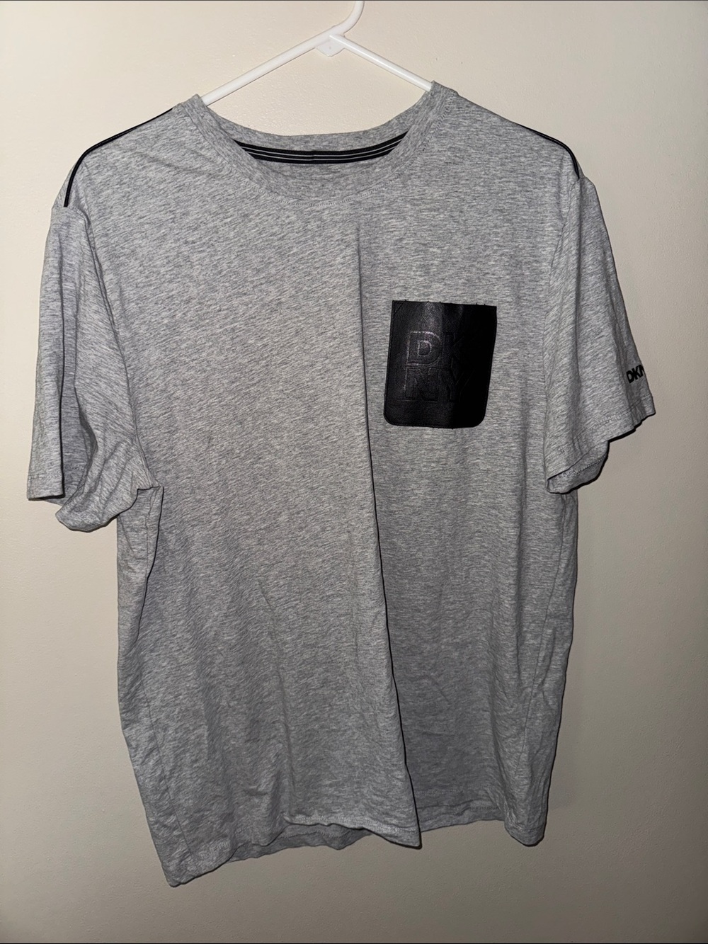 DKNY Heather Gray Short-Sleeve Tee with Black Pocket